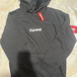black box logo supreme hoodie