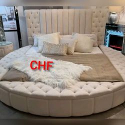 Storage space circle platform Queen bed frame