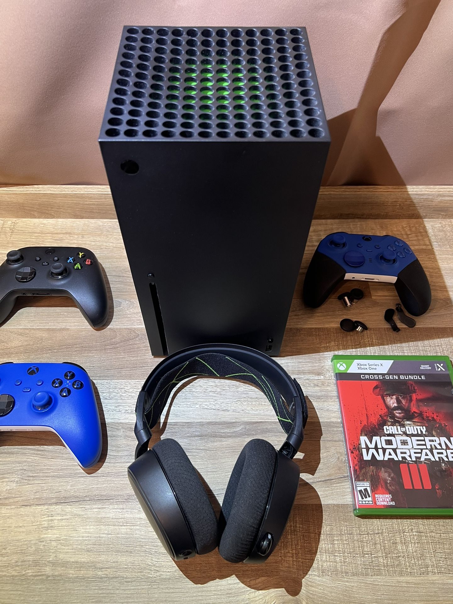 Xbox Series X With 2 Controllers 1 Elite Controller A Steelseries Arctics X9 Headset And MW3