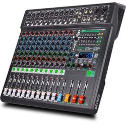 NEW - XF12 Professional Audio Mixer Sound Board Console Desktop System Interface 12 Channel Digital USB Bluetooth MP3 Computer Input 48V Phantom Power