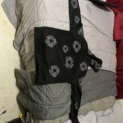 Black Denim Tears Hoodie Gray Flowers 