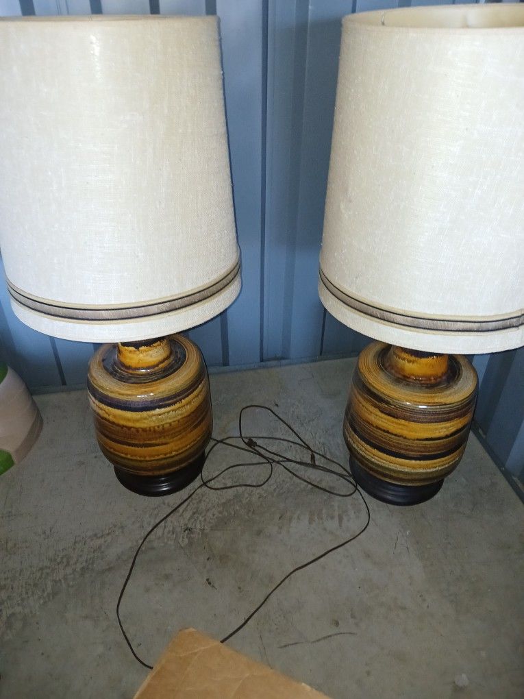 Mid Century Glazed Lamps