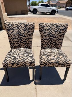Set (2) Leopard Print Ross Kitchen Dining Chairs (LxWxH: 24” x 22” x 40”)