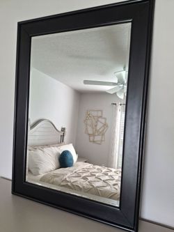 Large Black Framed Wall Mirror