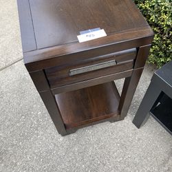 End Table Drawer and Shelf Solid Wood
