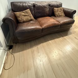 Espresso Brown Leather Sofa 