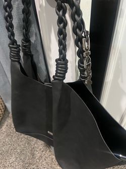 DKNY black braided handled tote large