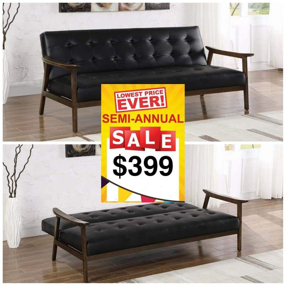 Black Leather Futon