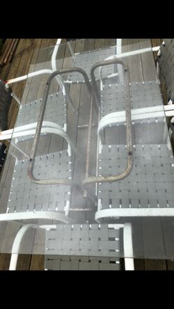 Glass Indoor/outdoor Table Top With Black Metal Frame.