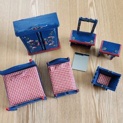 Vintage Dora Kuhn German Dollhouse Furniture - Bedroom Pieces