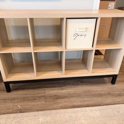 2 IKEA Kallax 58” Shelving Cube Units With Stands