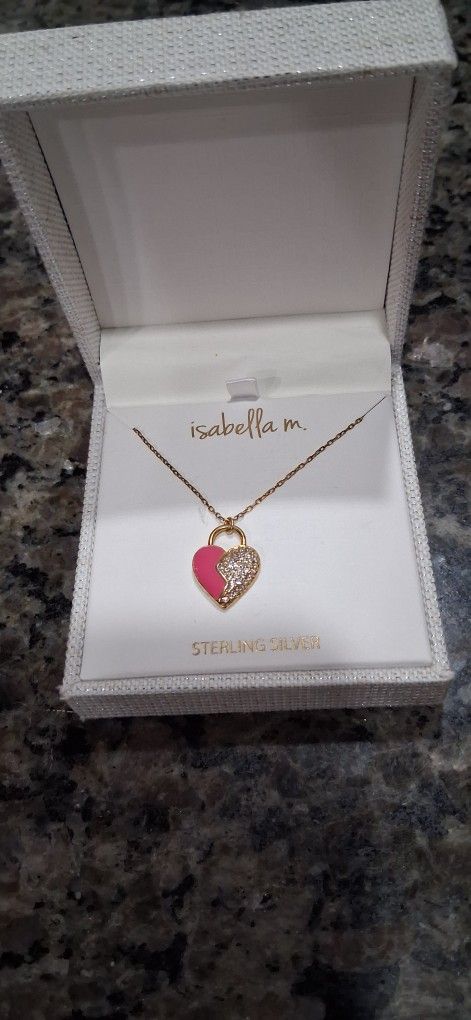 Brand new silver heart with chain pendant sterling silver$30