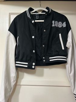 Black and White Varsity/Baseball/Jersey Leather Jacket Forever 21 Medium