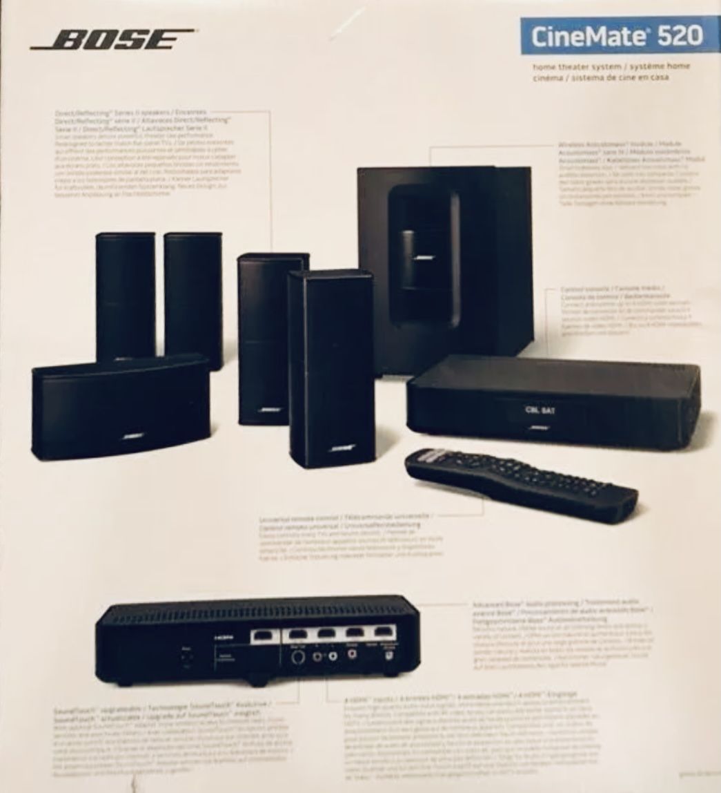 Bose Cinemate 520 Surround sound system with 4K pass through