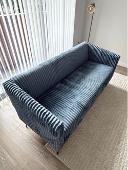Blue Corduroy 74.21” Upholstered Sofa