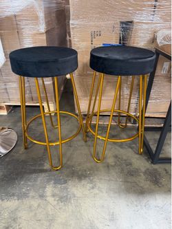 Yaheetech 2pcs 26.5'' H Upholstered Velvet Counter Stools, Black