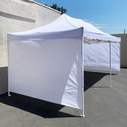 New in box $225 Heavy Duty 10x20 ft Canopy with (4 Sidewalls), Outdoor Patio Pop Up Tent Gazebo, Blue/White