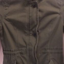 Vintage Hollister Jacket x-Small Green jean type jacket with many button up pockets, has button up & zipper for front 