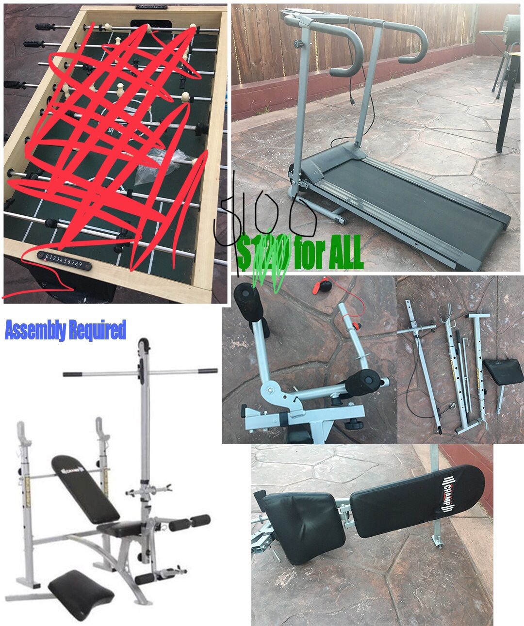 Treadmill + Weight Bench (Assembly Required)