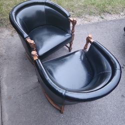 Two Antique Leather Chairs 
