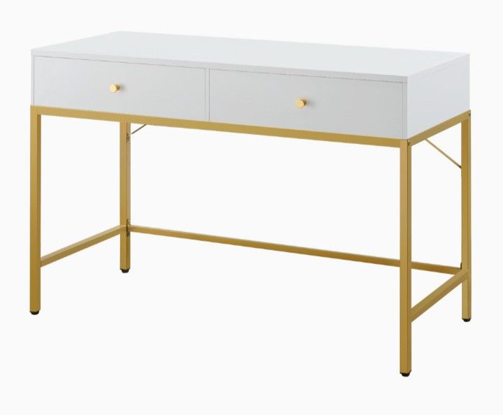 White & Gold Desk Or Vanity 