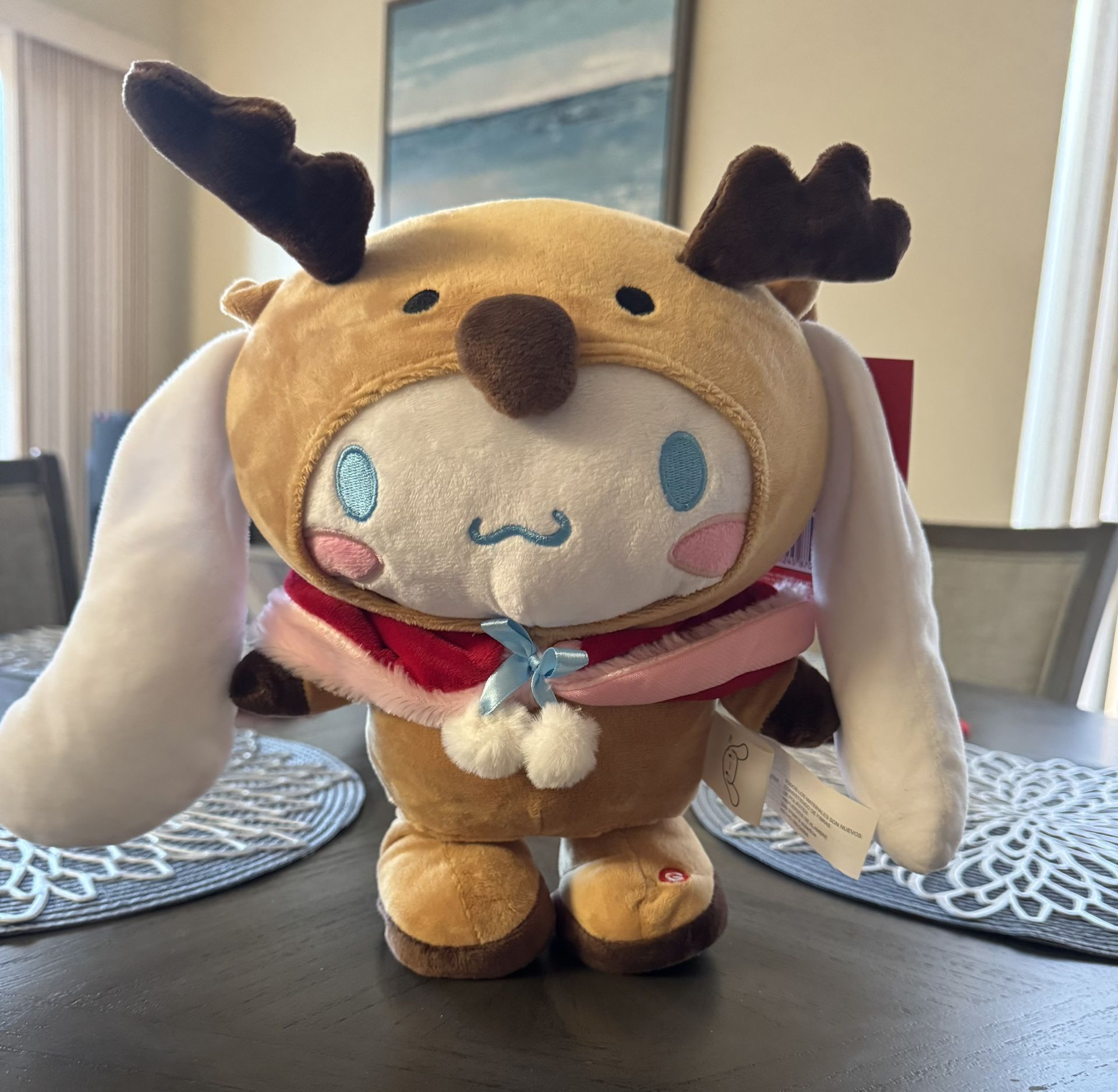 COMPLETELY BRAND NEW WITH TAGS SANRIO CINNAMOROLL CHRISTMAS REINDEER PLUSH MUSICAL SIDE STEPPER!