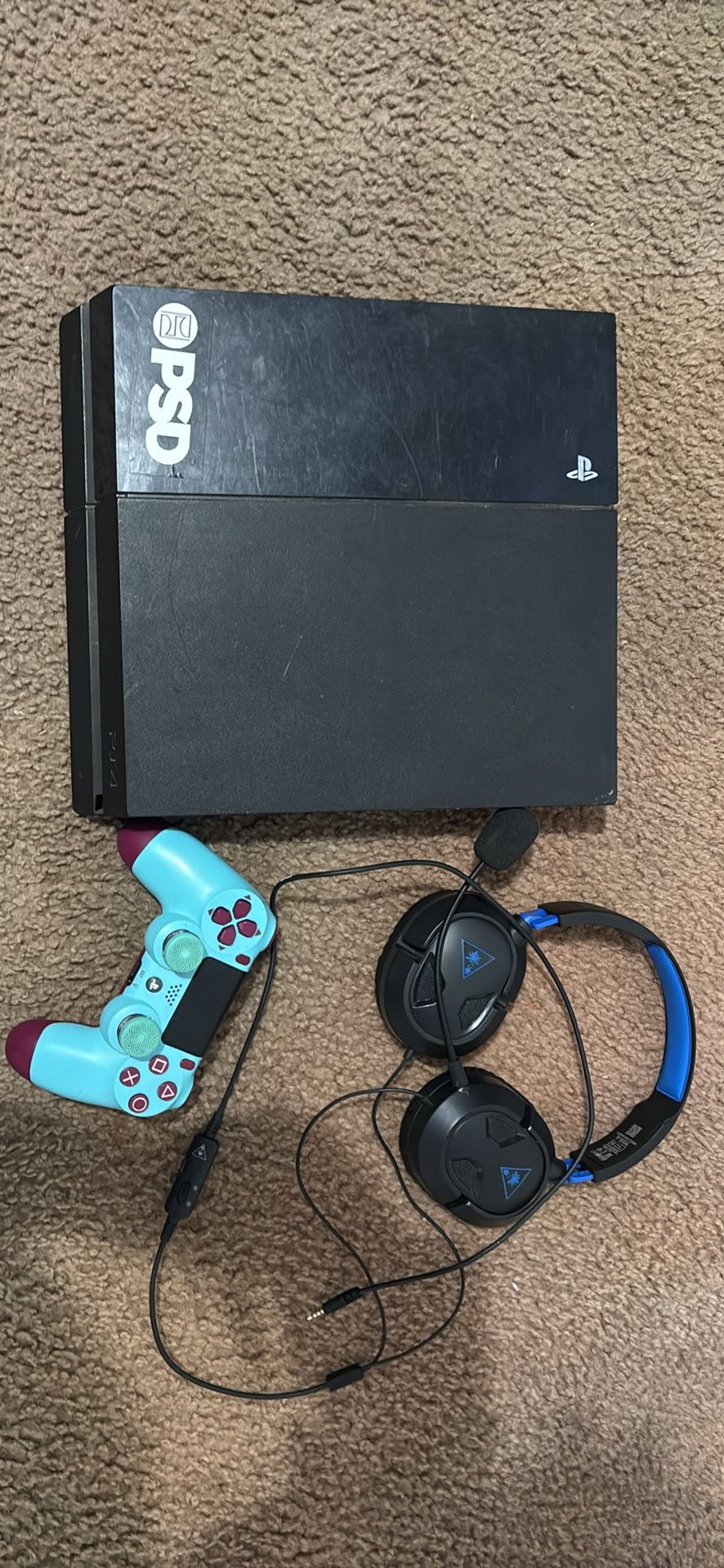 Playstation 4 with controller and headset