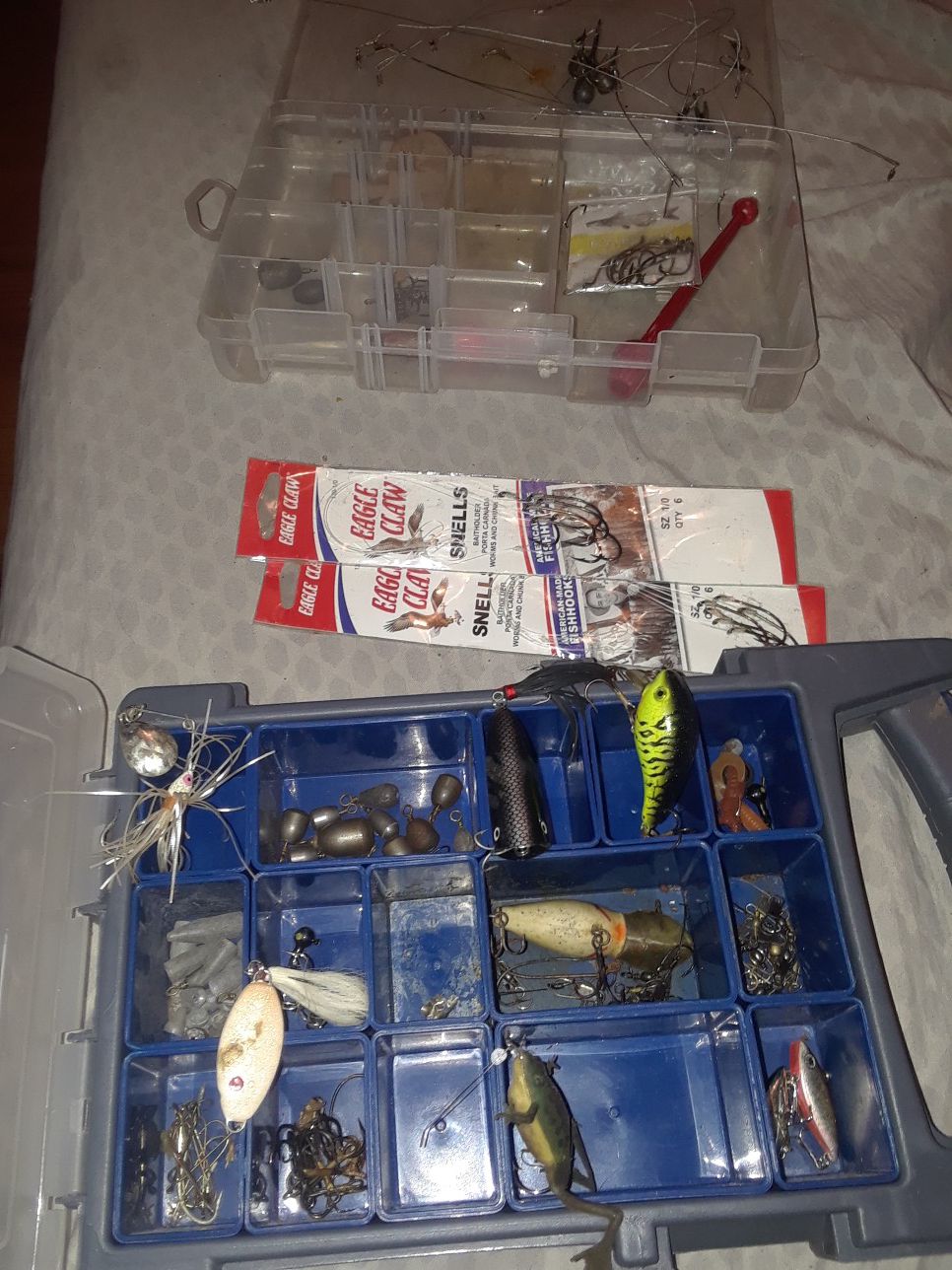Fishing tackle lures, hooks, sinkers, ect.