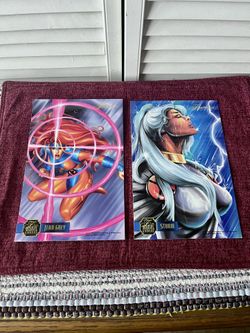 1995 Flair Marvel Annual Flair Prints Promo X-Men Storm Jean Grey 10x6.5 NMT