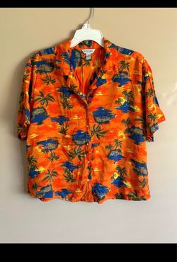 Men’s Arizona Jean Co. Orange Hawaiian Button-Up Shirt Size Medium