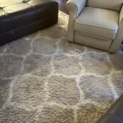 Rug 8”+10” Shag Light Brown And White 