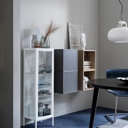 White Cabinet Curio Metal With Glass Shelves 