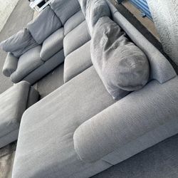 Modern Sectional Couch Gray With Ottoman,  Very Clean