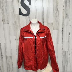 Red rain jacket size small