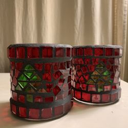 2 Christmas Candle Holders