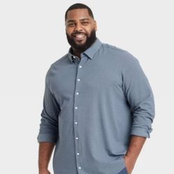 Goodfellow Men’s Pique River Blue Dress Shirt Sz XXL