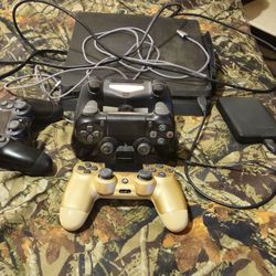 PS4 Slim, 4 TB External HDD, & 3 Extra Controllers