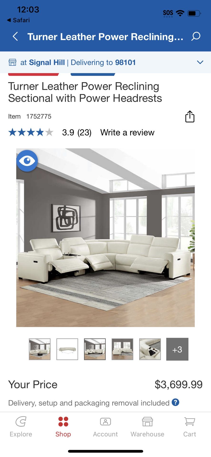 Turner Leather Power Reclining Sectional with Power Headrests