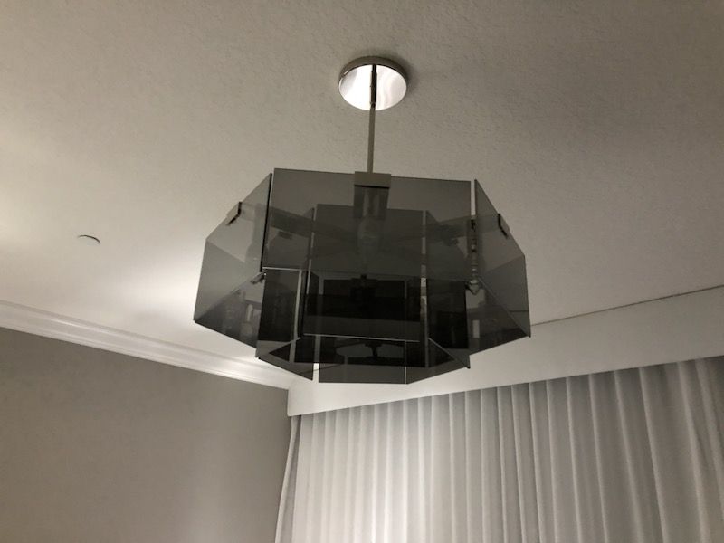 Geometric smoked glass ceiling light fixture