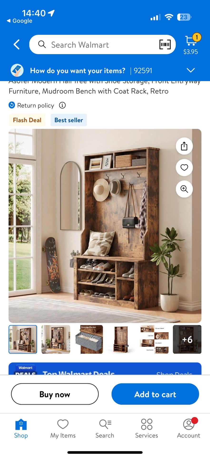 NEW IN BOX Modern Hall Tree with Shoe Storage