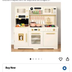 Wooden play kitchen for toddler