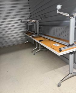 WorkPro® AnyPlace Flip-Top Nesting Training Table With Modesty Pane 4 total price is for all. All good condition one is missing a latch all work great