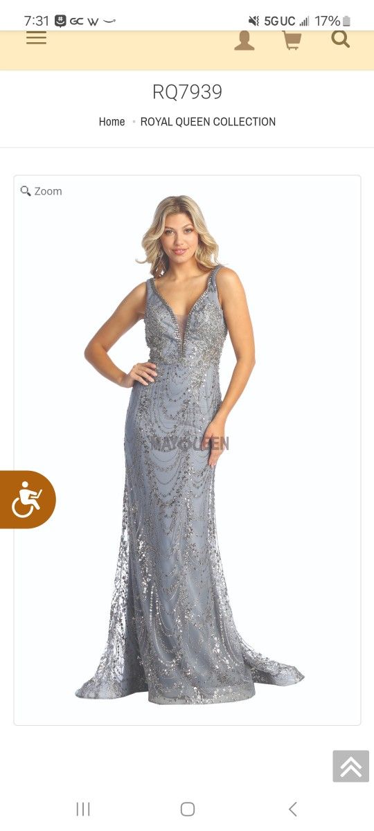 May Queen 7939 Dusty Blue Dress 
