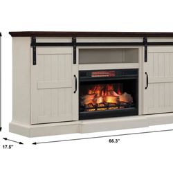 HOM Furniture Fireplace Entertainment Center with Sliding Barn Doors