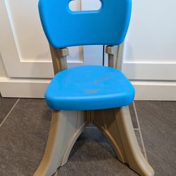 Step 2 Blue Beige/Tan Sturdy Plastic Childs Chair for Table WorkBench Kitchen