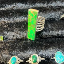 Size 8 Green/copper Turquoise Ring