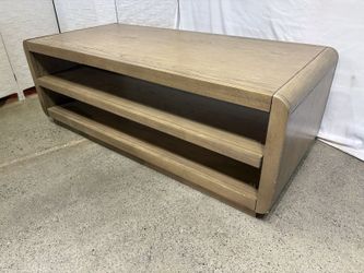 Curved Grey-Oak Coffee Table with Rounded Corners