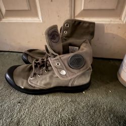 Green Tall Canvas Style Palladium Combat Boots