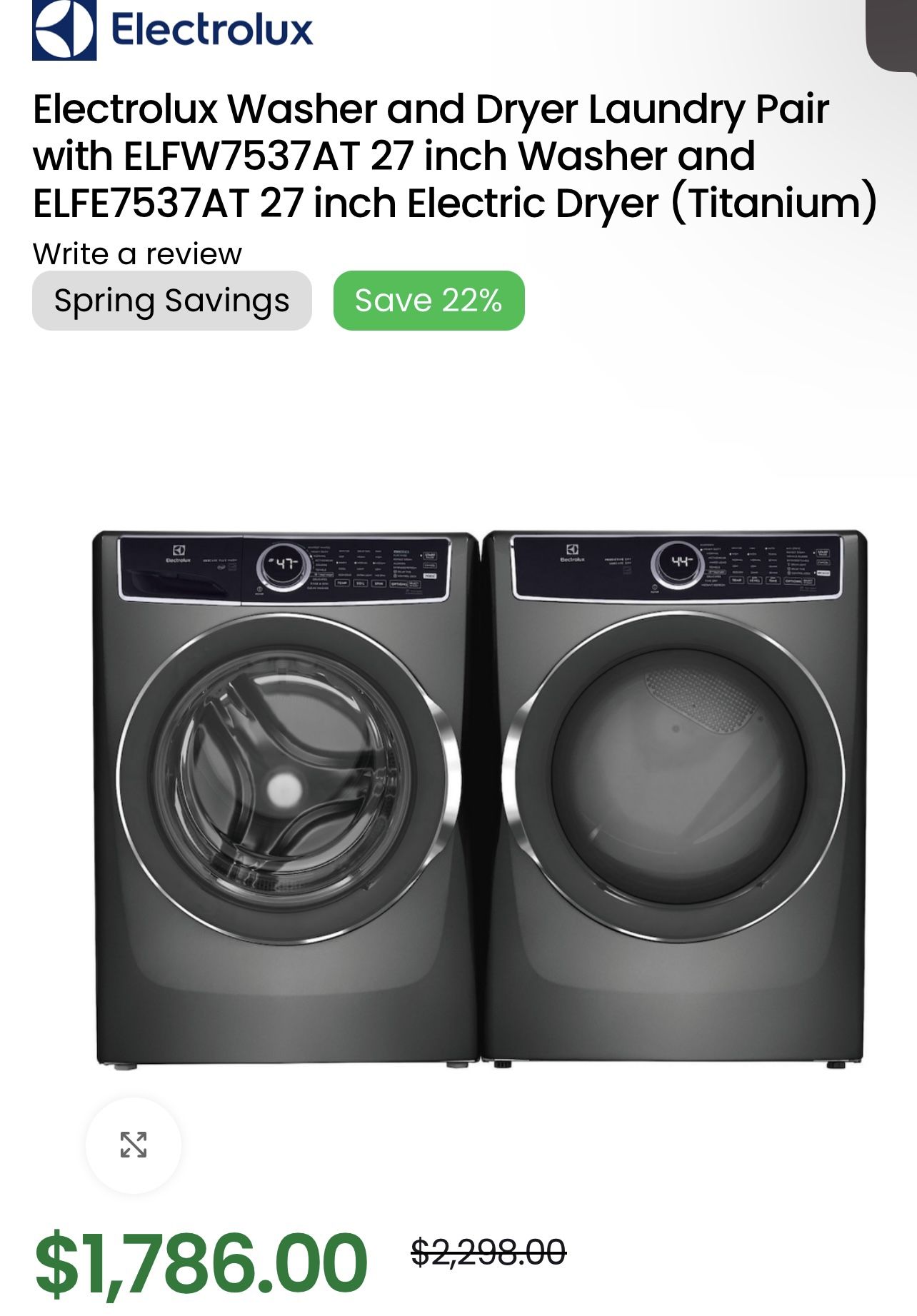 Electrolux washer and dryer (Smokey gray)