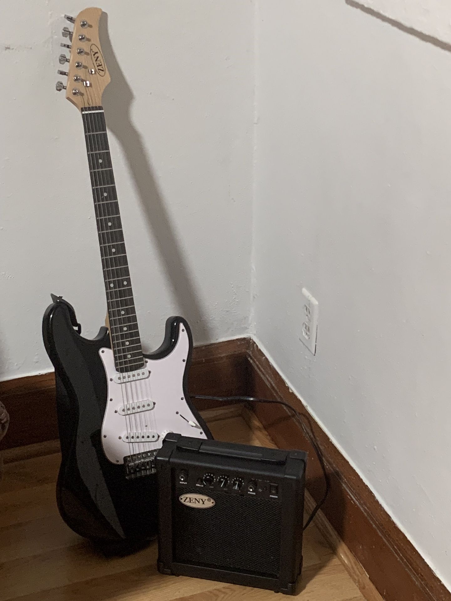 Two Electric Guitars With One Amp, One Case And Strings